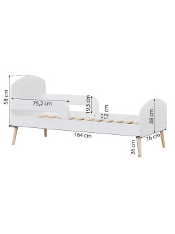 Toddler Bed 70x160 Blend in White Wood - Hoppekids - Hoppekids