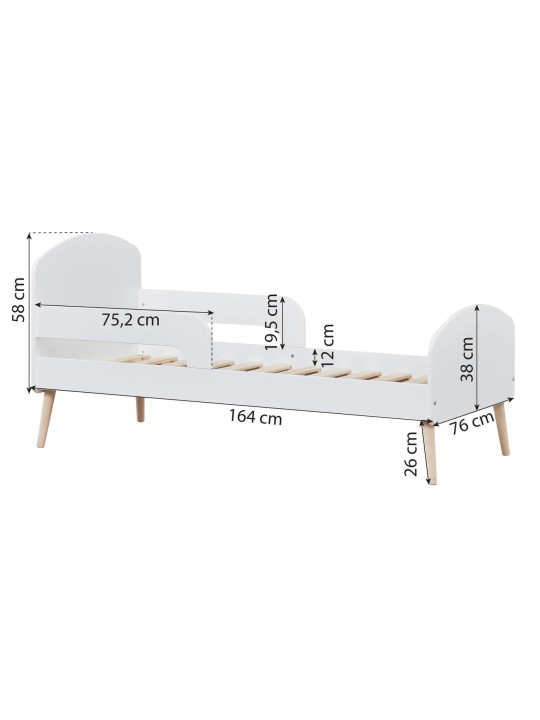 Toddler Bed 70x160 Blend in White Wood - Hoppekids - Hoppekids
