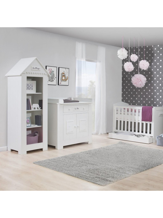 Children's bedroom Small Bookcase in white MDF inspired by French beaches - Marsylia Collection