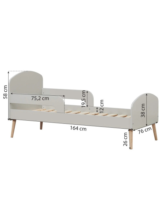 Lettino Junior 70x160 Blend in Legno Grigio - Hoppekids