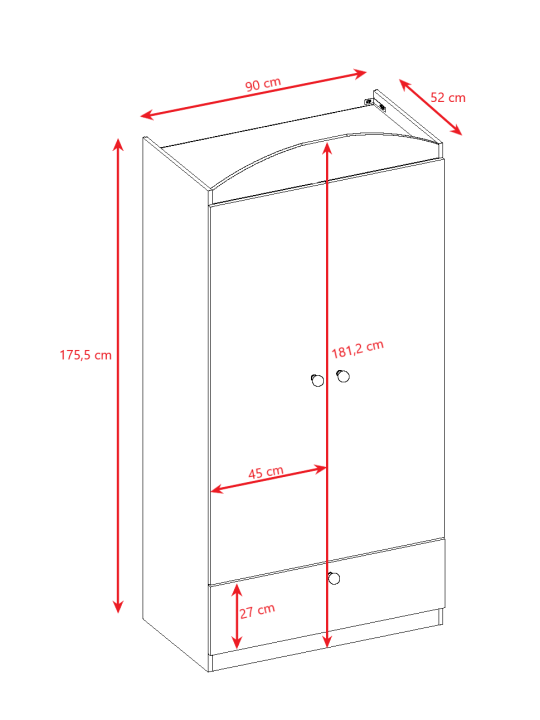 Children's 2-Door Wardrobe Babydreams white - Kocot Kids