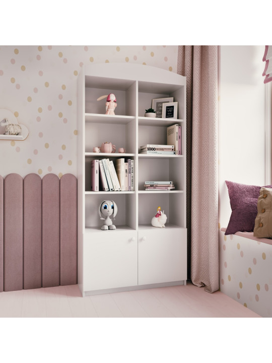 Children's Wide Double Bookcase Babydreams white - Kocot Kids