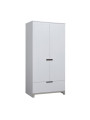 Children's bedroom 2-Door Wardrobe in white and grey or pink Pine Wood - Mini Collection