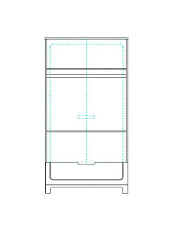 Children's bedroom 2-Door Wardrobe in white and grey or pink Pine Wood - Mini Collection