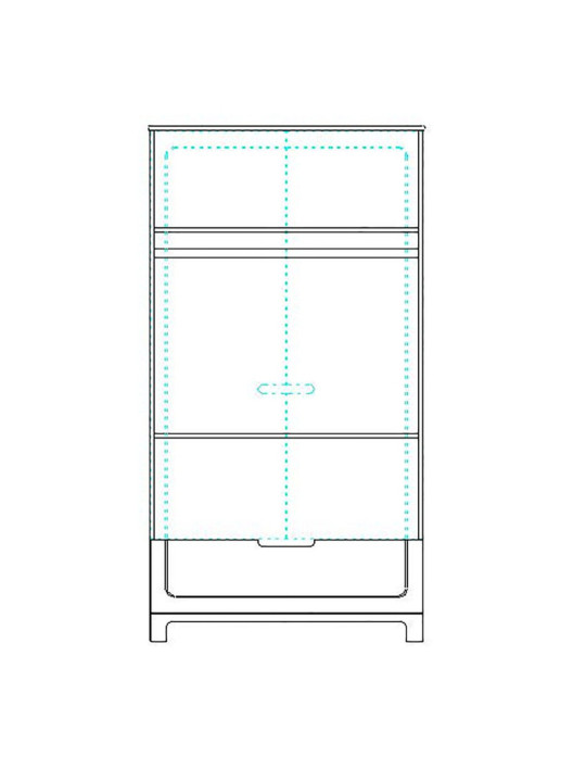 Children's bedroom 2-Door Wardrobe in white and grey or pink Pine Wood - Mini Collection
