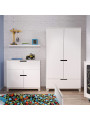 Guardaroba con 2 ante per la Cameretta dei Bambini in Legno di Pino bianco e grigio o rosa - Collezione Mini