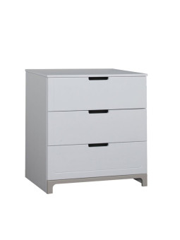 Cassettiera 3 cassetti con Fasciatoio per la Cameretta dei Bambini in Legno di Pino bianco e grigio o rosa - Collezione Mini