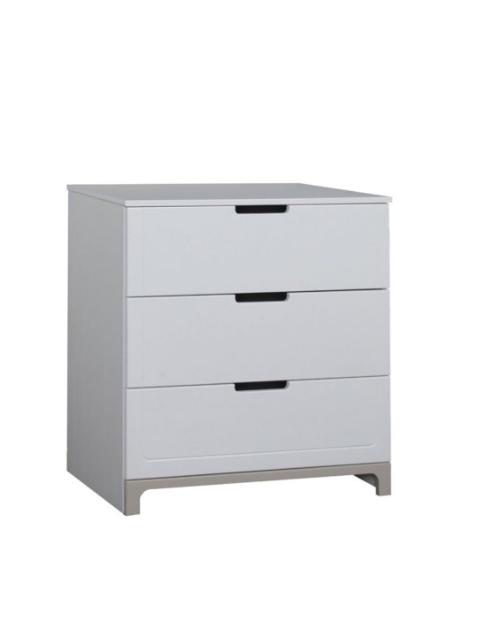 Children's bedroom Chest of 3 drawers with Changing Unit in white and grey or pink Pine Wood - Mini Collection