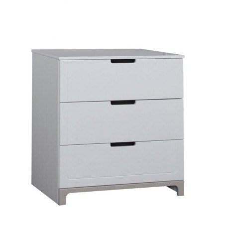 Children's bedroom Chest of 3 drawers with Changing Unit in white and grey or pink Pine Wood - Mini Collection