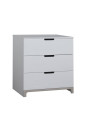 Cassettiera 3 cassetti con Fasciatoio per la Cameretta dei Bambini in Legno di Pino bianco e grigio o rosa - Collezione Mini