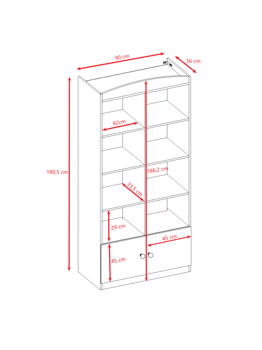 Children's Wide Double Bookcase Babydreams white - Kocot Kids