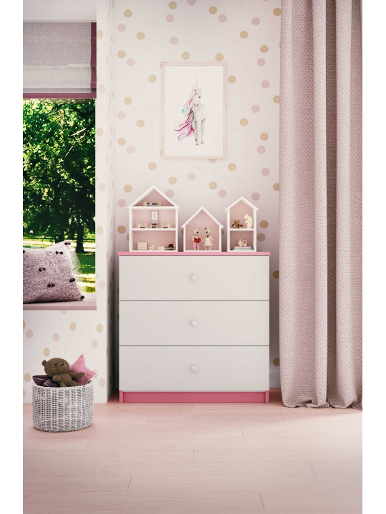 Cassettiera per bambine ragazze Babydreams in legno rosa - Kocot Kids