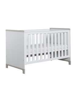 Culla trasformabile in Lettino 140x70 per la Cameretta dei Bambini in Legno di Pino bianco e grigio o rosa - Collezione Mini
