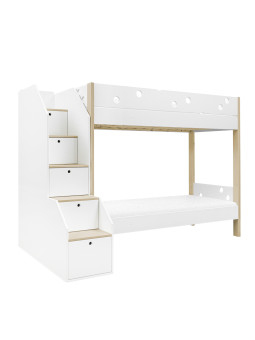 Funflex white Children's Double High Bed with storage stairs – Inmondo