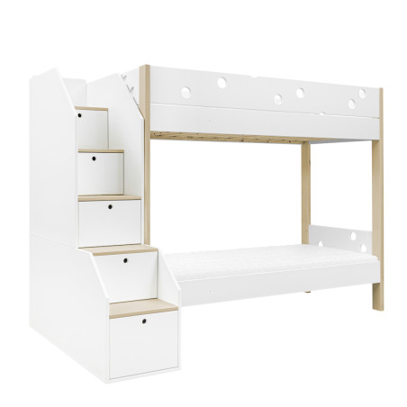 Letto a castello per bambini bianco con scaletta contenitore Funflex – Inmondo