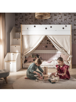 Letto a castello per bambini bianco con scaletta contenitore Funflex – Inmondo