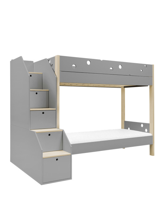 Letto a castello grigio con scaletta contenitore Funflex – Inmondo