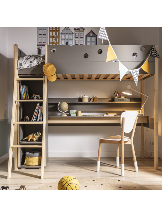 Funflex grey Double High Bed with storage stairs – Inmondo