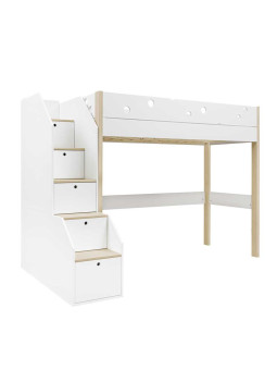 Funflex white children's High Bed with storage stairs – Inmondo