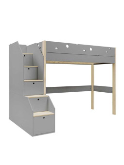 Letto a soppalco grigio con...