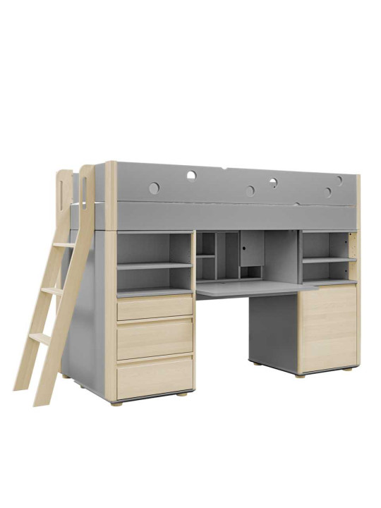 Funflex Raised Bed with built-in desk and cabinets – Inmondo