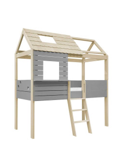 Funflex grey House Bed with a roof and a window wall – Inmondo