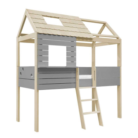 Letto a casetta grigio Funflex con tetto finestra – Inmondo