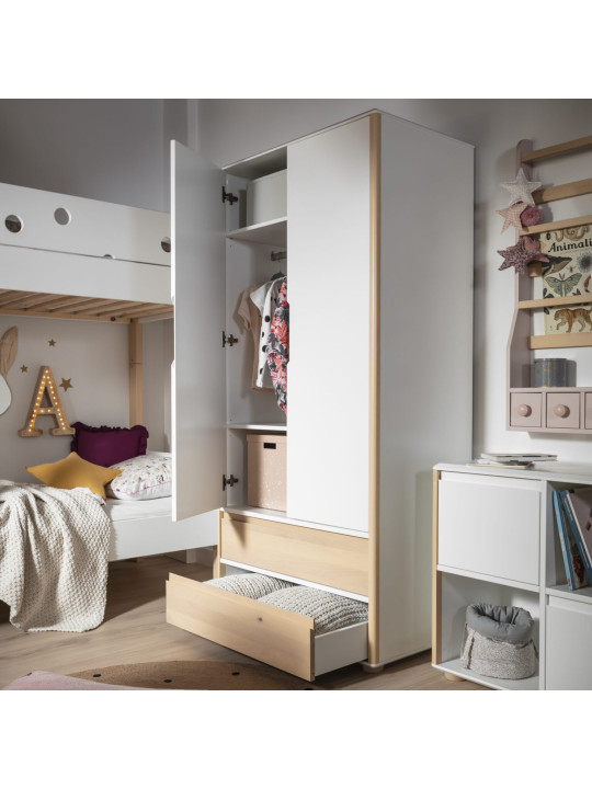 Funflex white 2-Door wardrobe for children bedroom – Inmondo