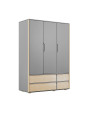 Funflex grey children's 3-door and 4-drawer wardrobe – Inmondo