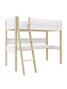 Letto a soppalco bianco per bambini con scrivania e mensola Funflex – Inmondo