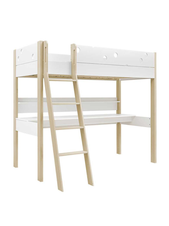 Letto a soppalco bianco per bambini con scrivania e mensola Funflex – Inmondo