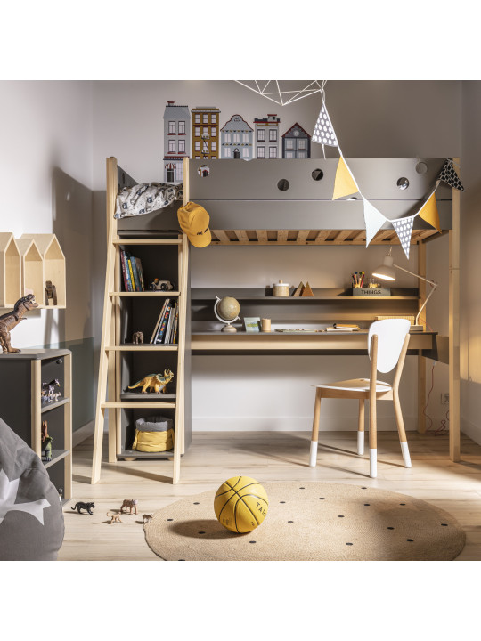 Funflex Children's Grey High Bed with Desk and Shelf – Inmondo