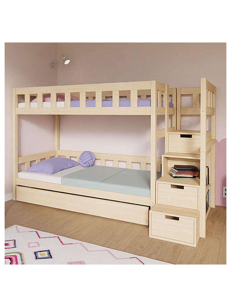 Children's Bunk bed Plotty with storage stairs - Benlemi