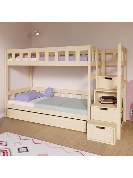 Children's Bunk bed Plotty with storage stairs - Benlemi