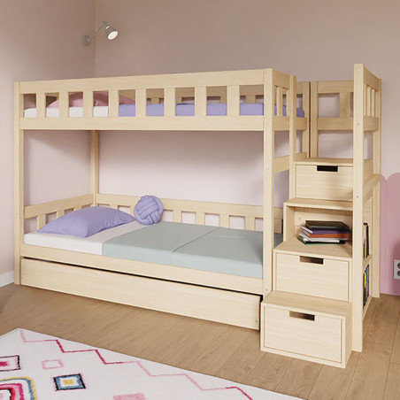 Children's Bunk bed Plotty with storage stairs - Benlemi