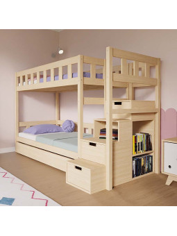 Children's Bunk bed Plotty with storage stairs - Benlemi