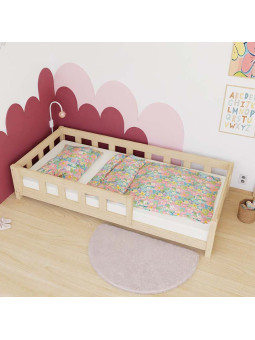 Low children's single bed Plotty with front safety rail - Benlemi