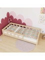 Low children's single bed Plotty with front safety rail - Benlemi
