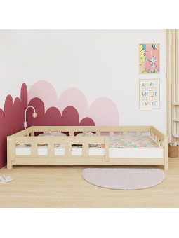 Lettino basso per bambini in legno con spondina Plotty - Benlemi
