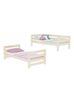 House bunk bed for children's bedrooms in solid wood 90x200 cm with ladder and extra storage space ALPY by Benlemi