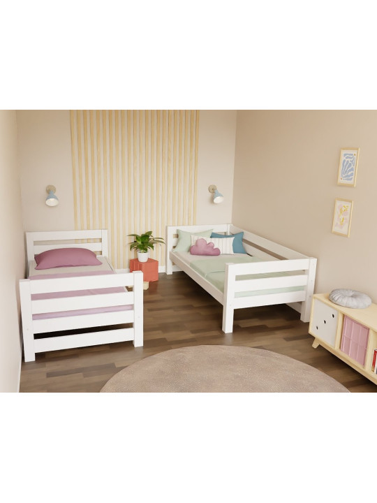House bunk bed for children's bedrooms in solid wood 90x200 cm with ladder and extra storage space ALPY by Benlemi
