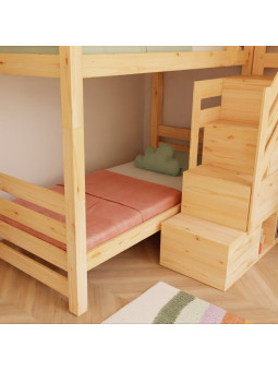 Children's House bunk bed Alpy with front storage stairs - Benlemi