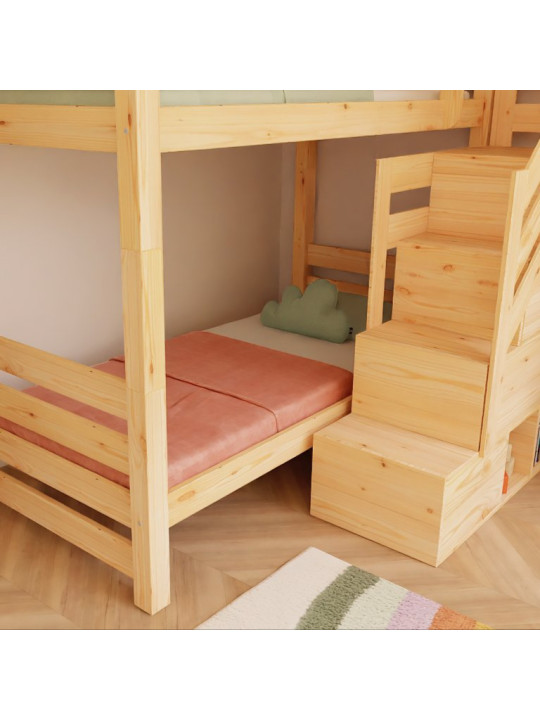 Children's House bunk bed Alpy with front storage stairs - Benlemi