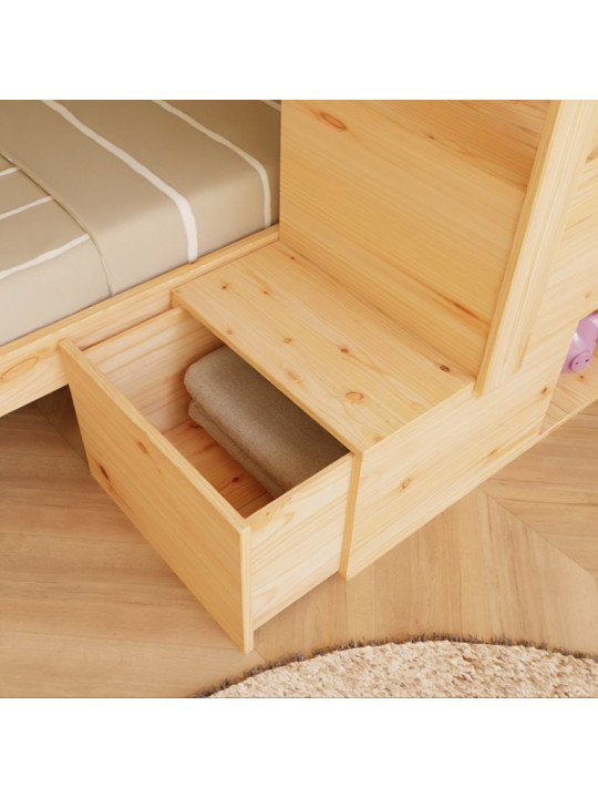 Children's House bunk bed Alpy with front storage stairs - Benlemi