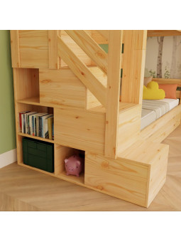 Children's House bunk bed Alpy with side storage stairs - Benlemi