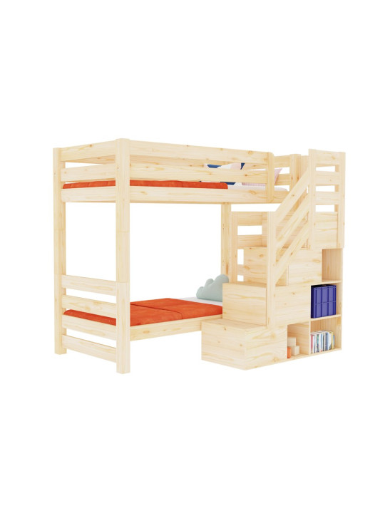 Children's bunk bed Atlas with front storage stairs - Benlemi
