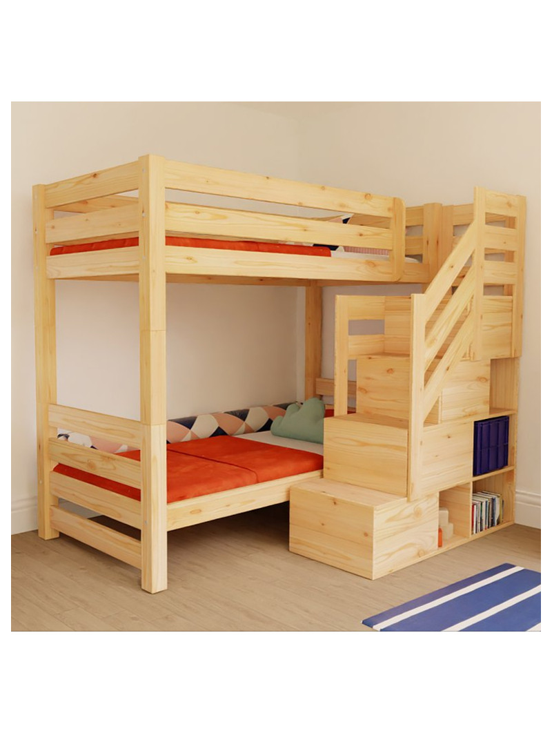 Children's bunk bed Atlas with front storage stairs - Benlemi