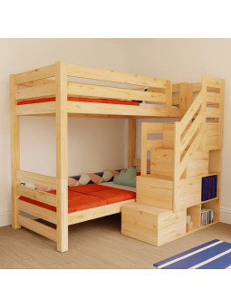 Letto a castello Atlas con scala contenitore frontale - Benlemi