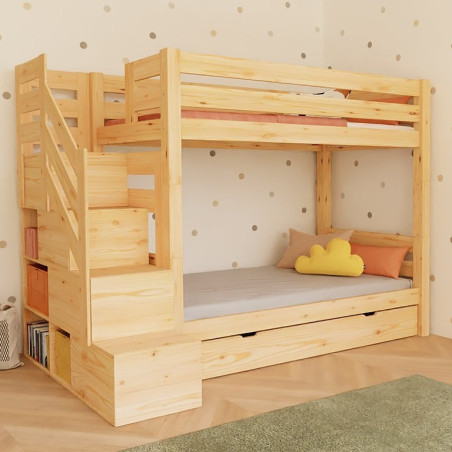 Children's bunk bed Atlas with side storage stairs - Benlemi