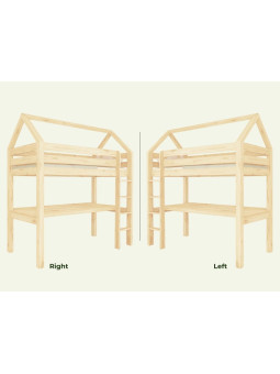 Children's House loft bed Manaslu with ladder and desk - Benlemi